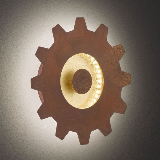 LED-vägglampa Leif med guldaccent