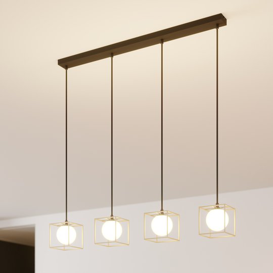 Hänglampa Aloam med bur, glaskulor, 4 lampor