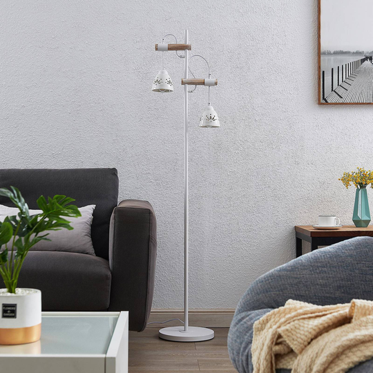 Lindby Pimana golvlampa med två keramikskärmar