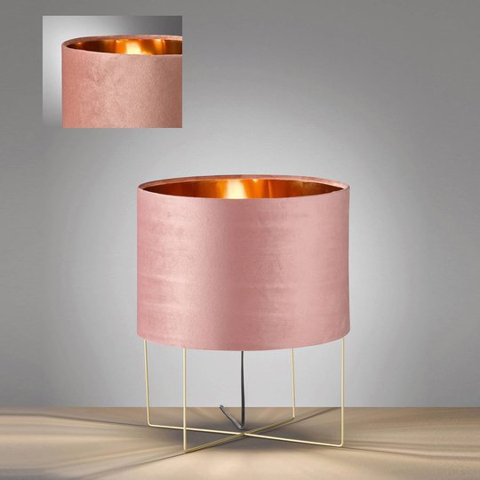 Bordslampa Aura, sammetsskärm, höjd 43 cm, rosa