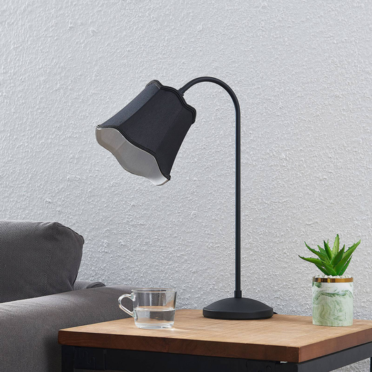 Lucande Binta tygbordslampa, vintage, svart