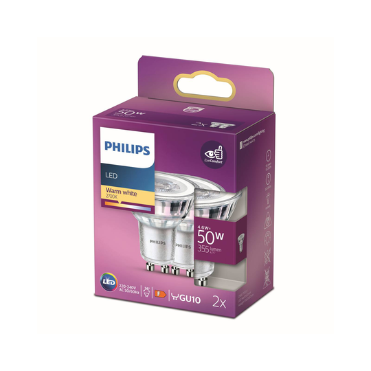 Philips LED-reflektor GU10 4,6W 2 700 K 36° 2-pack