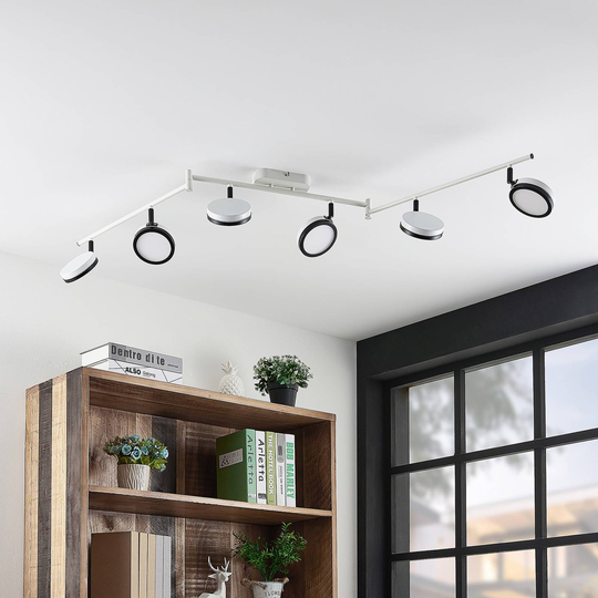 Lindby Vesim LED-spotlight, vit, 6 lampor