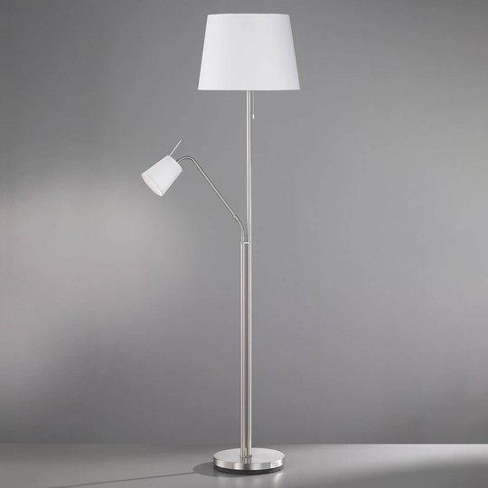 Textilgolvlampa Layer med läslampa vit