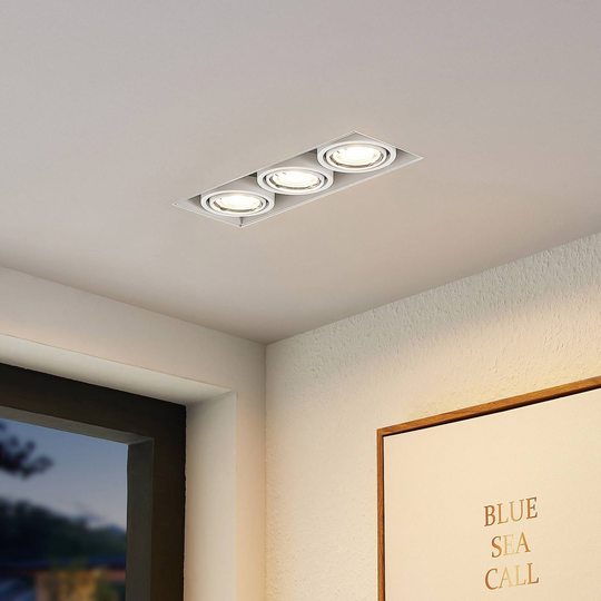 Arcchio Hidaya delvis inbyggd lampa, 3 lampor, vit