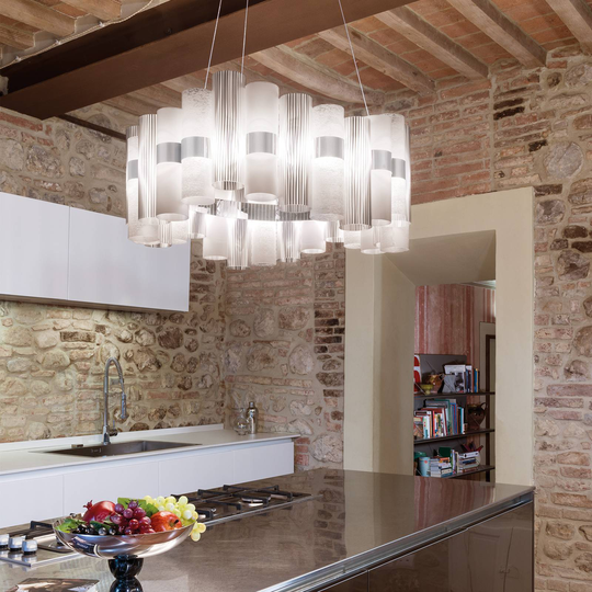 Slamp La Lollo L LED-hänglampa, Ø 80 cm, vit