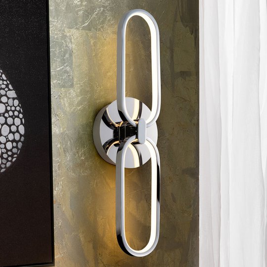 LED-vägglampa Colette, 2 lampor, krom