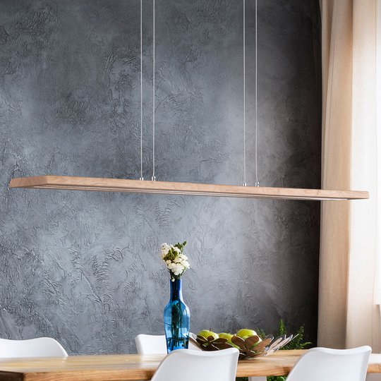 LED-hänglampa Cyra naturträ, 98 cm
