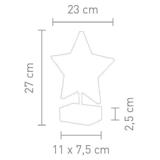 Bordslampa Stella i stjärnform, höjd 27 cm, smoke