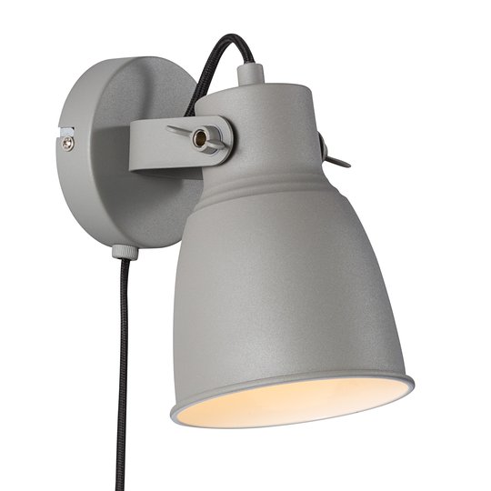 Vägglampa Adrian med kabel och kontakt, grå