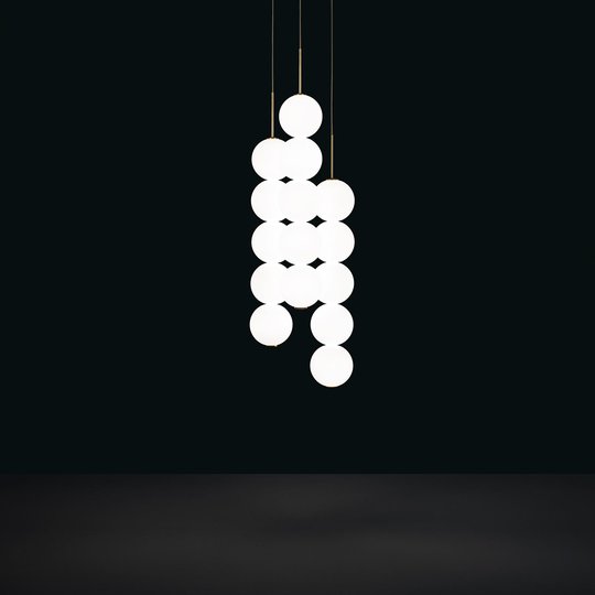 Terzani Abacus hänglampa, mässing, 3 x 5 kulor