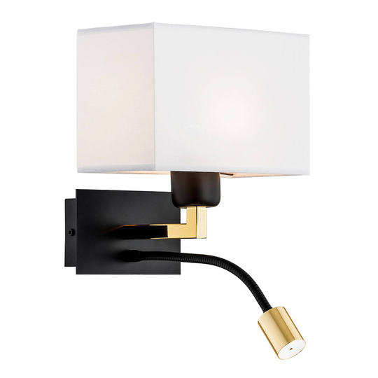 Vägglampa Bobby läslampa, vit-svart