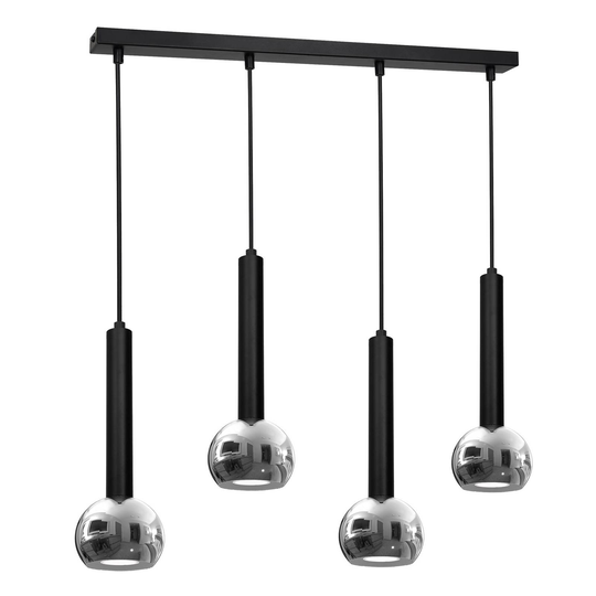 Hänglampa Flox, lång, 4 lampor, svart/krom