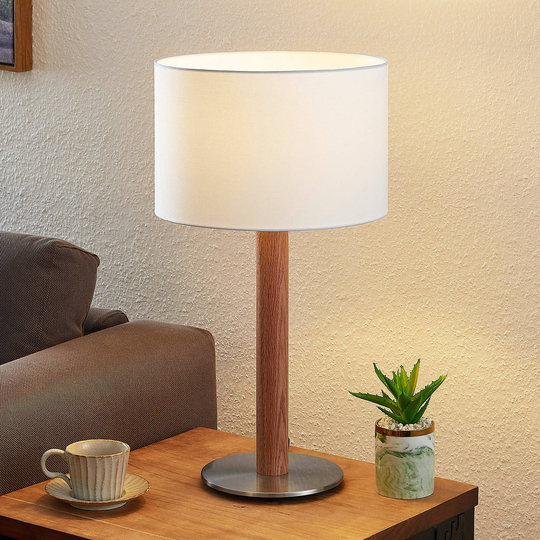 Lucande Heily bordslampa, cylinder, 21 cm, vit