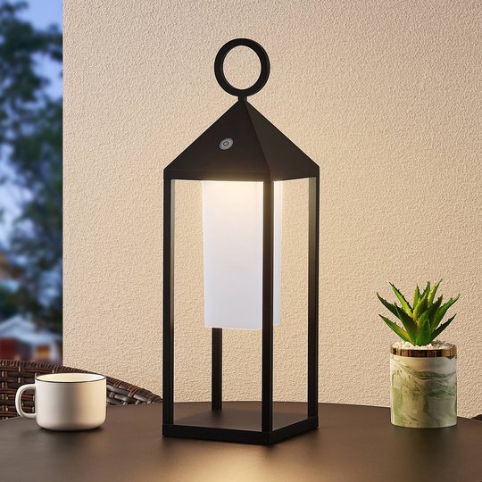 Lucande Miluma LED-utomhuslykta, 54 cm, svart