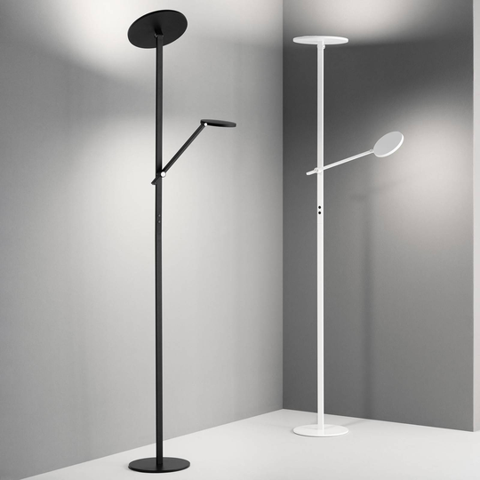 LED-golvlampa Regina med läsarm, 2 lampor, vit