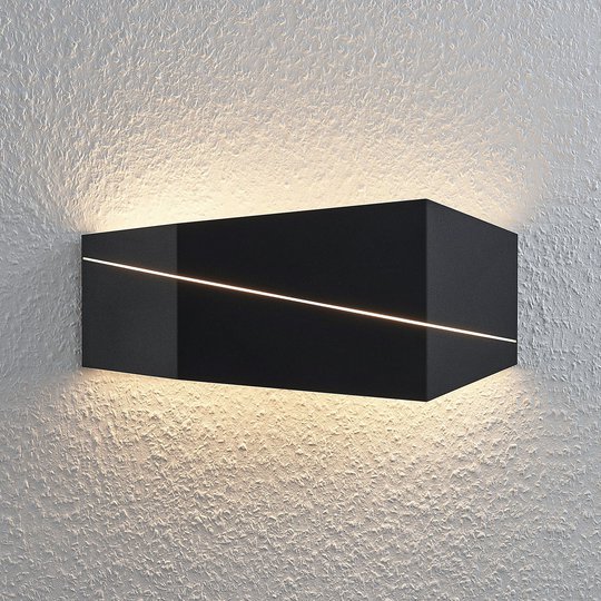LED-vägglampa Nikolae, 40 cm, svart