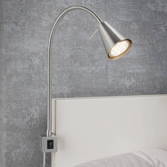 LED-vägglampa 2080 för montering vid sängen,nickel