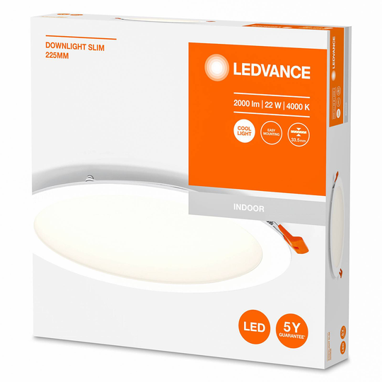 LEDVANCE Recess Slim LED-lampa Ø 22 cm 4000K