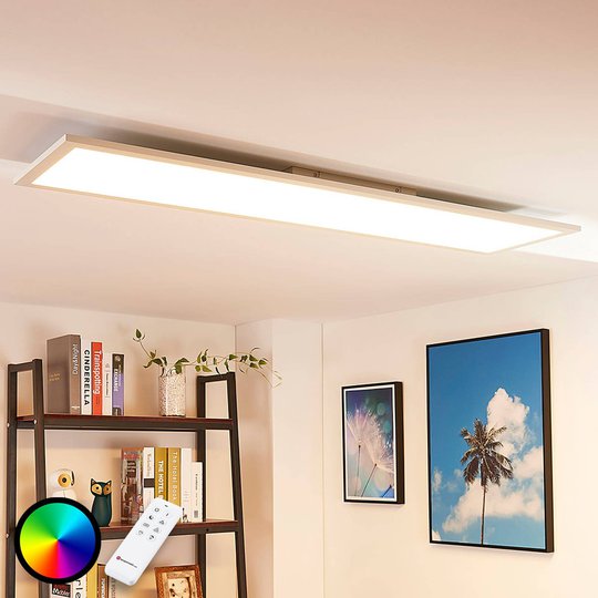 Avlång LED-panel Tinus, RGB och varmvit