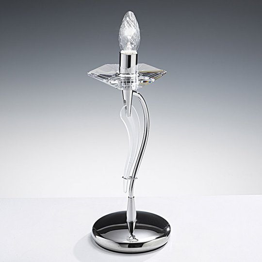 Bordslampa Icaro med kristallglas, krom