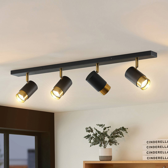 Arcchio Evaro takspotlight, guldring fram 4 lampor