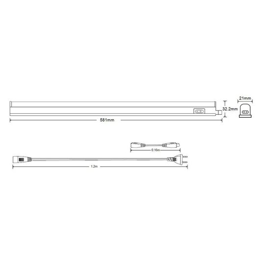 LED-bänklampa Cake med strömbrytare, 58 cm lång