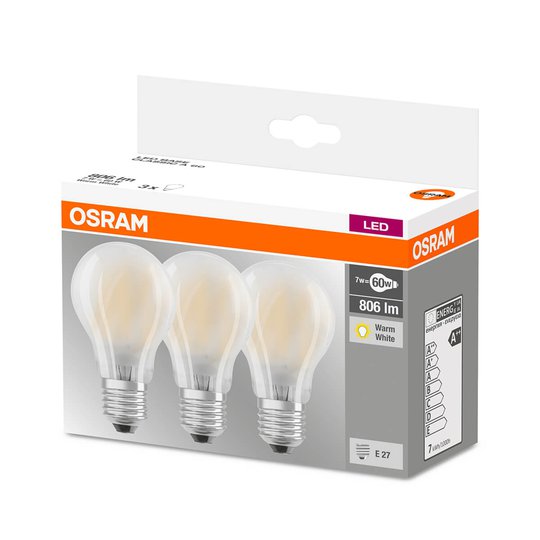 LED-lampa E27 7W, 806 lumen, 3-pack