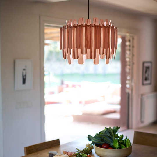 LZF Maruja träpendellampa, rosa