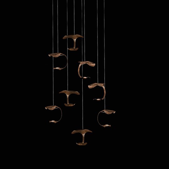 Knikerboker Le Gigine LED-hänglampa 8 lampor brons