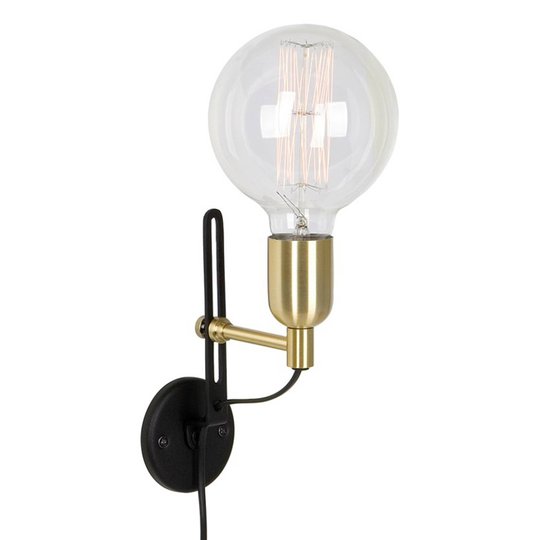 Ovanlig vägglampa Regal, svart mässing
