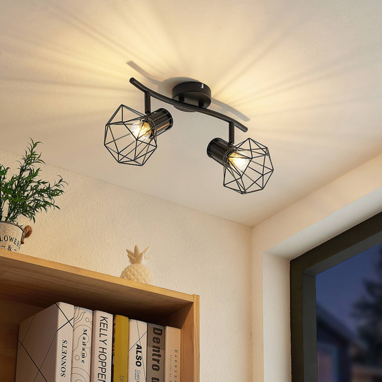 Lindby Skandero burspotlight svart 2 lampor