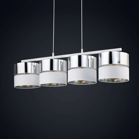 Hänglampa Hilton, vit/silver, 4 lampor