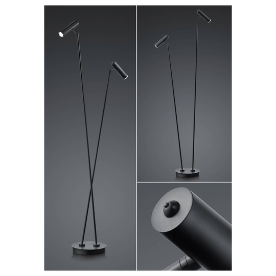 B-Leuchten Tom LED-golvlampa, 2 lampor, svart