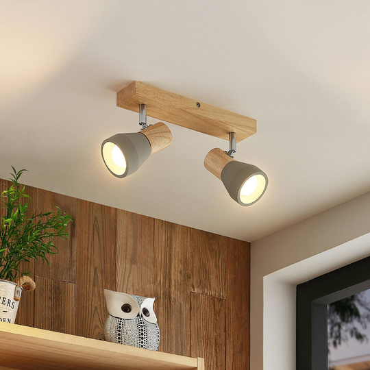 ELC Eletta LED-takspotlight, betong, 2 lampor
