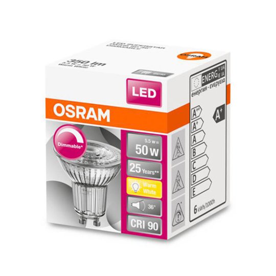 OSRAM LED-glasreflektor GU10 5,5 W 927 36° dimbar