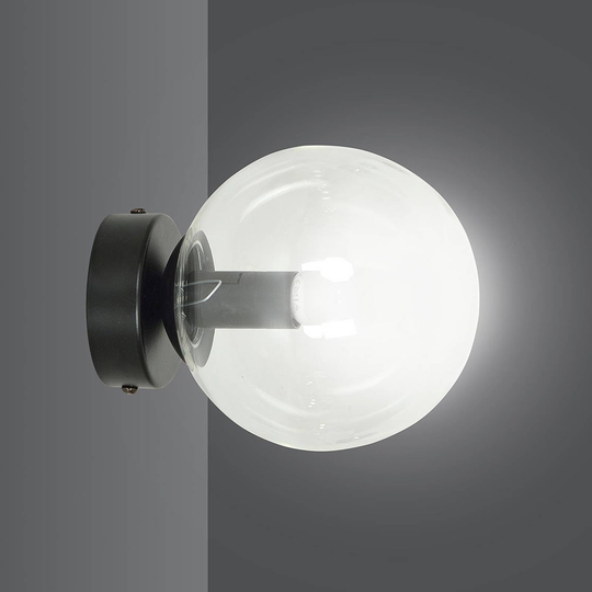 Vägglampa Glassy 1 lampa svart, klart glas
