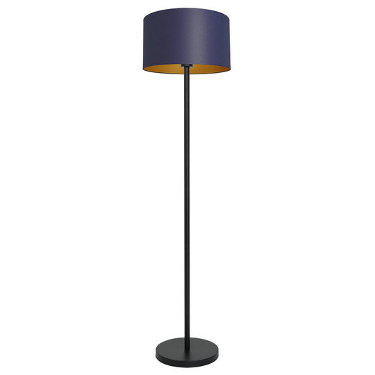 Golvlampa Soho, cylindrisk, rak, blå/guld