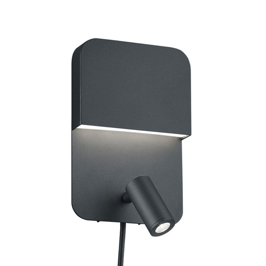 Mattsvart LED-vägglampa Luigi med två omkopplare