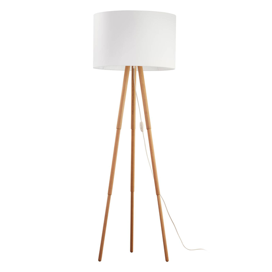 Golvlampa Tokyo, trebent av trä, tall/vit