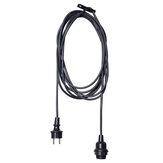 E27-uttag med kabel Ute, 2,5 m, svart