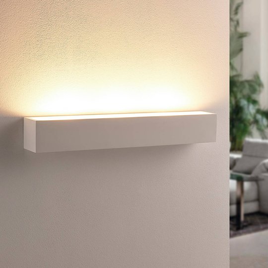 Vit LED-gipsvägg-uplight Santino, kantig