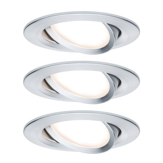 Paulmann 3-pack Slim Coin, svängbar, dimbar, alu