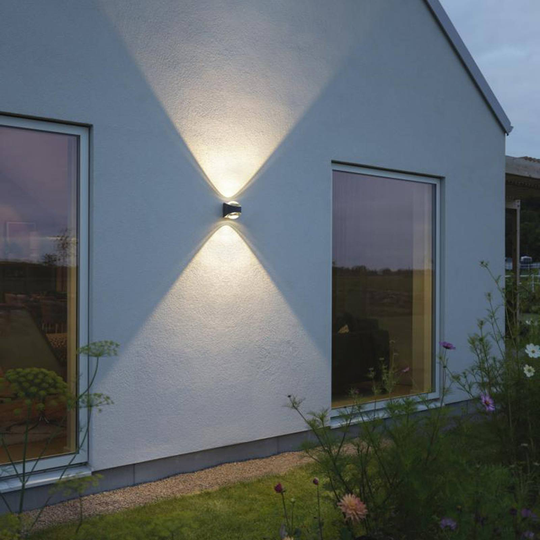 LED-utomhusvägglampa Bitonto 2 lampor antracit