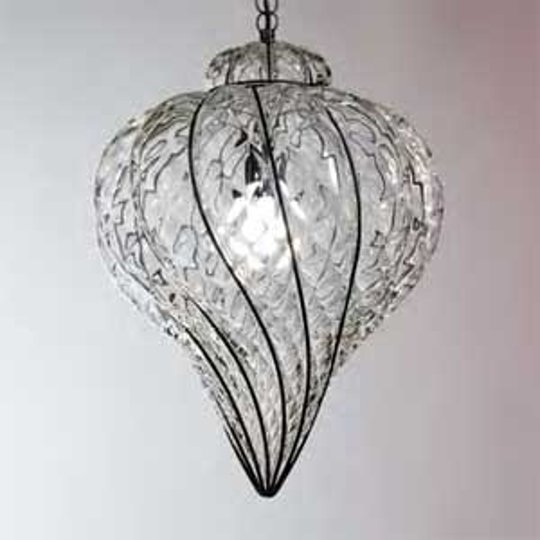 Vacker hänglampa GOCCIA, munblåst, 49 cm