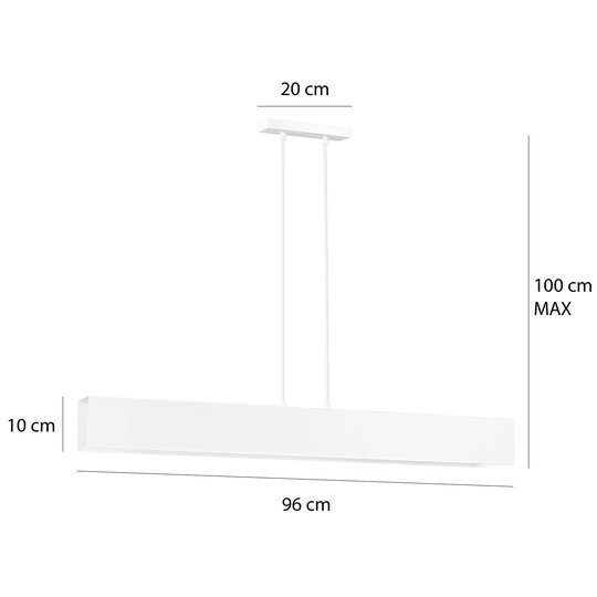 Hänglampa Gentor 4, längd 96 cm i vitt