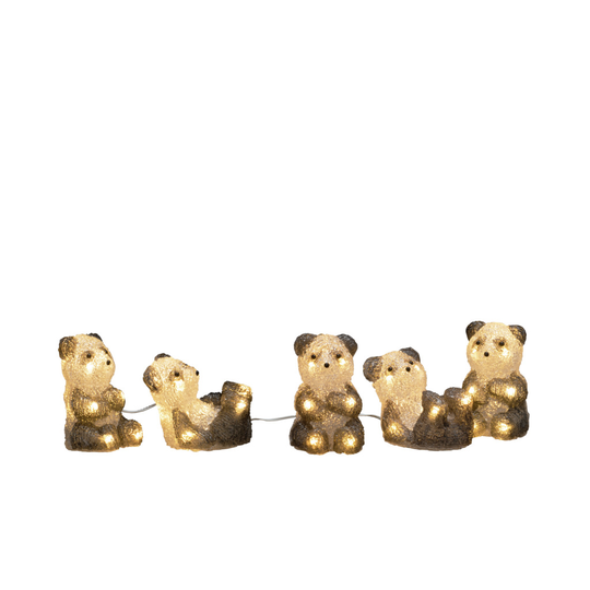 Pandabjörnar akryl 5st 40 LED (Klar)