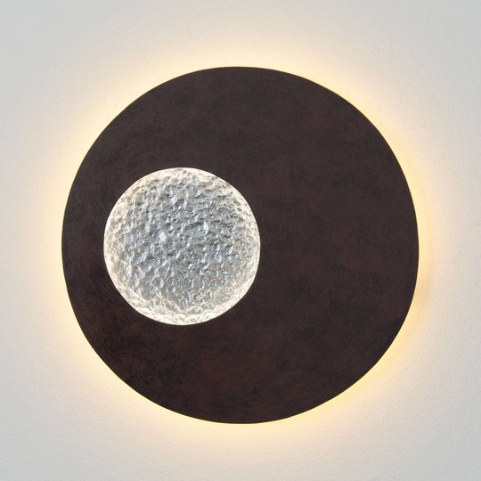 LED-vägglampa Luina, Ø 40 cm, silver inuti