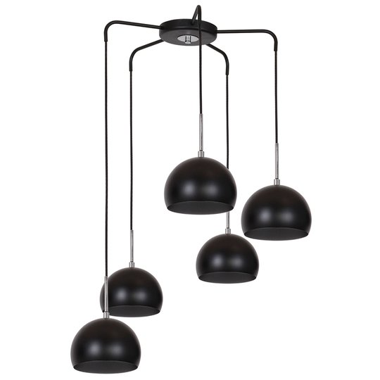 Hänglampa Cool, 5 lampor utåtstickande, svart