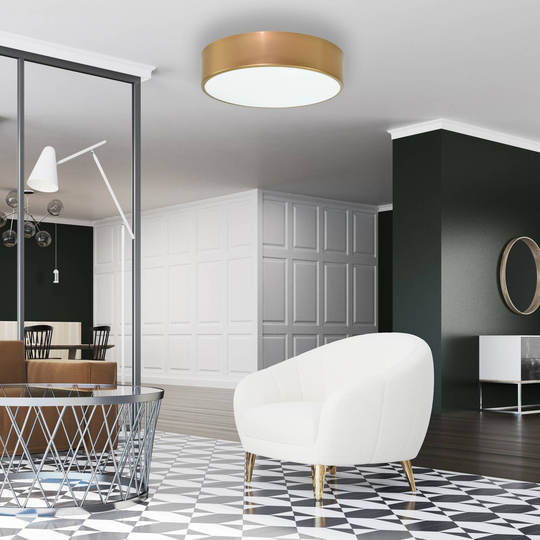 Taklampa Cleo 300, IP54, Ø 30 cm guld